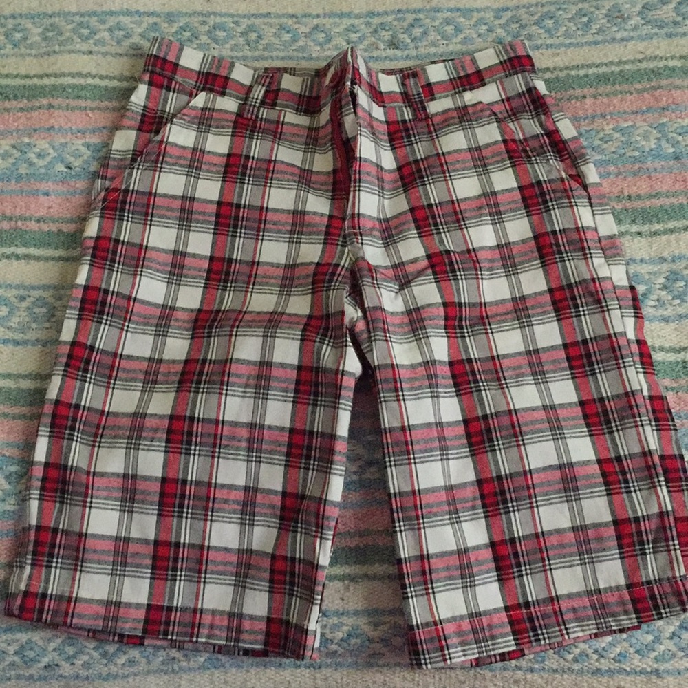Red plaid shorts boys size 12 great condition